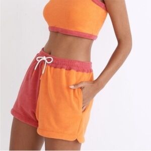 Solid & Striped Charlie Terrycloth Shorts in Strawberry & Tangerine Colorblock